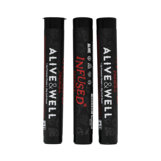 Alive & Well THCa Flower Live Resin Infused Pre Roll - 1.2g Premium Flower + .25 Craft Resin - Sativa