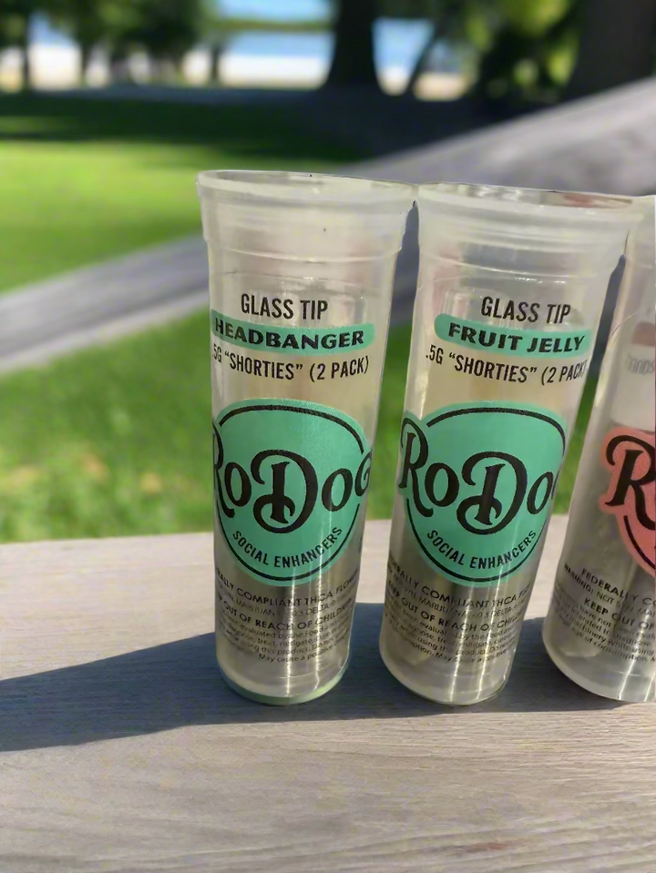 RoDog Shindig Classic Glass Tip Pre-Rolls; 2g Full Flower THCa Fruit Jelly or Headbanger